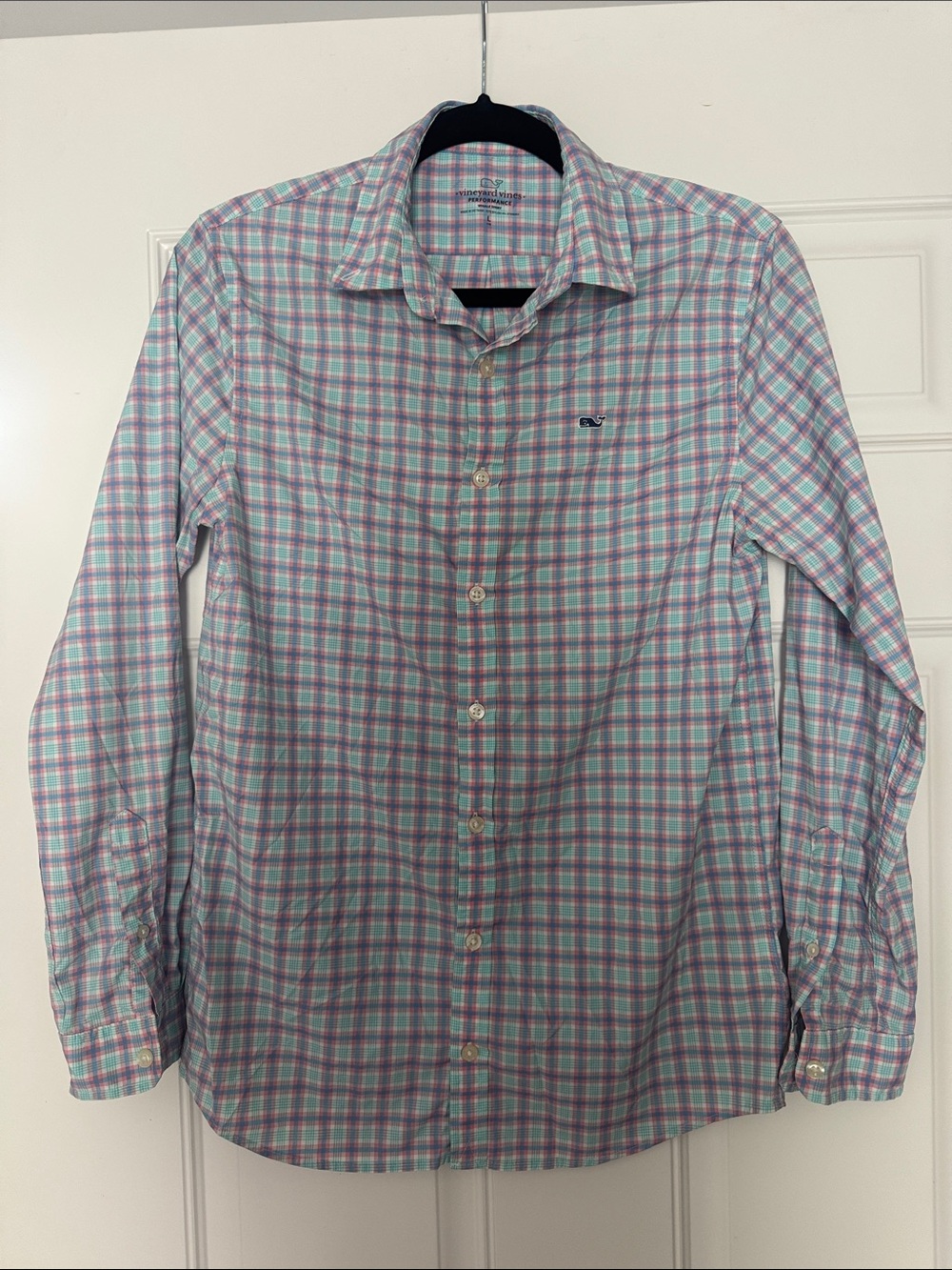 Vineyard Vines Plaid Button-Down Shirt — Mint, Pink & Light Blue